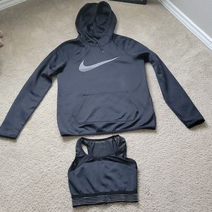 Nike hoodie (S) and sports bra (XS)